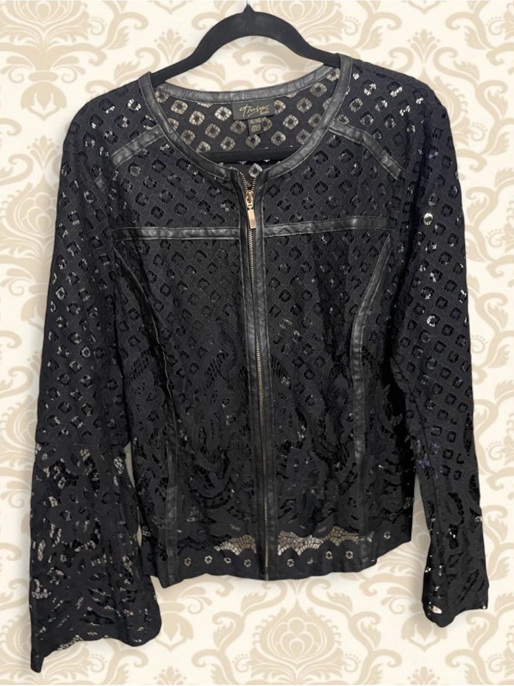 Thalia Sodi Black Lace Zip-Front Jacket